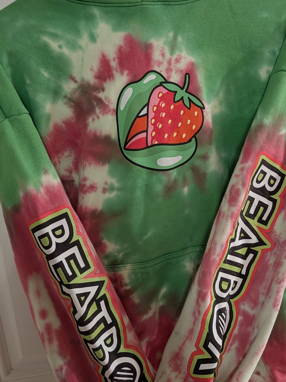 BeatBox KiwStrawberry Green & Pink Tie-Dye Hoodie Jacket with Graphic